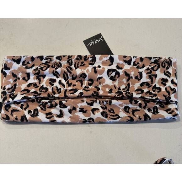 Nasty Gal US4 Animal Print Bikini Top High Cut Bottom Bandeau Leopard Swim - Picture 5 of 10